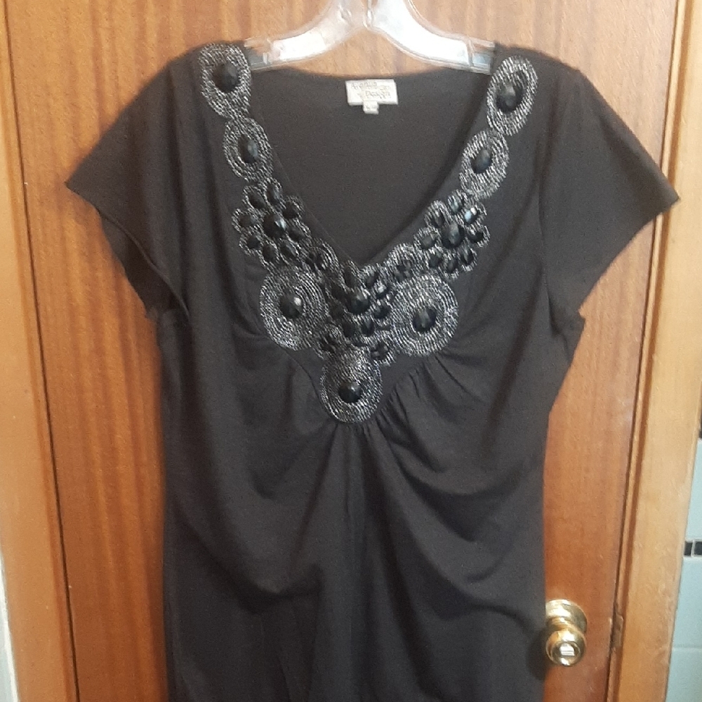 Elegant Black Beaded Women's Top
